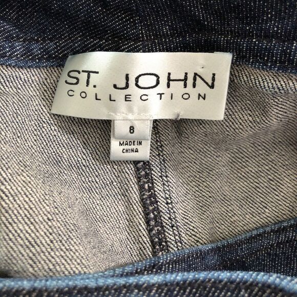ST. John Collection Denim Trousers Womens 8 Blue Wide Leg High Waisted Cropped - Picture 9 of 9